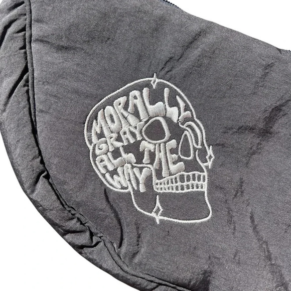 Morally Gray Nylon Puffy Crescent Shoulder Bag - Picture 3 of 6